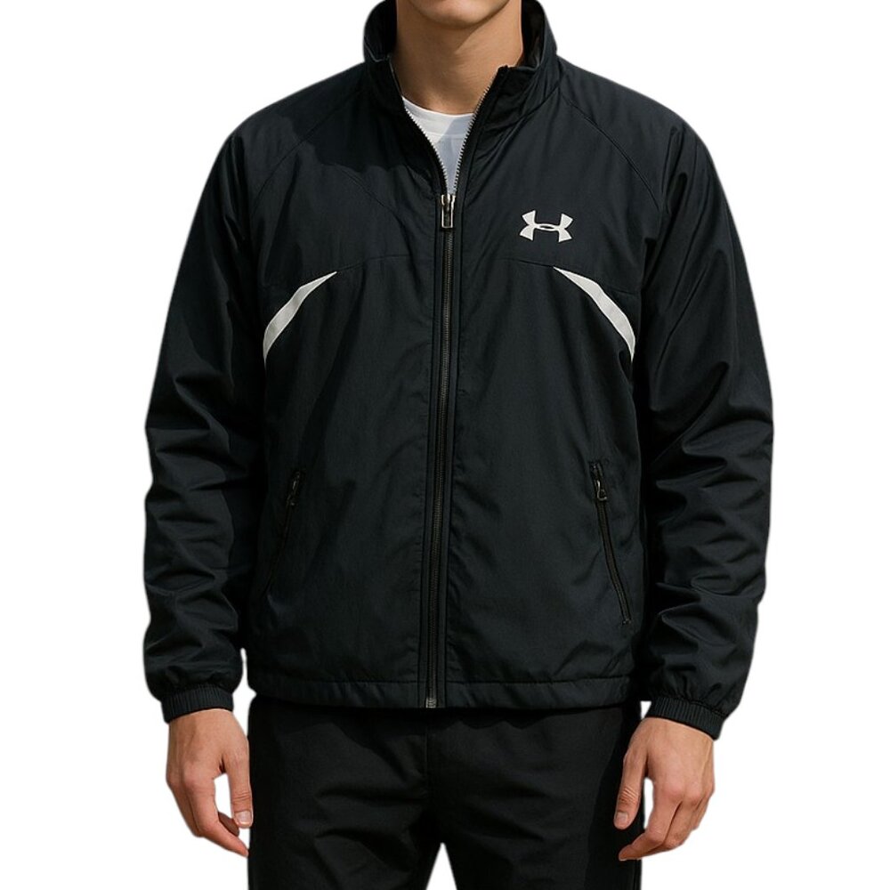 Under Armour Mens Black/White Climalite Fully Lined Front Zipper Jacket SZ Large